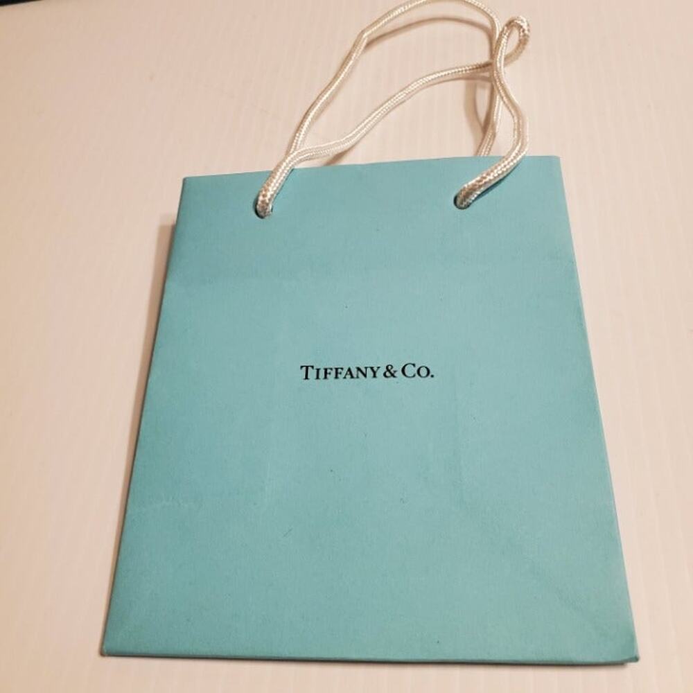 Tiffany & Co paper  gift bag. Very good shape. Teal 6x5x3" Lot 2. Bag only